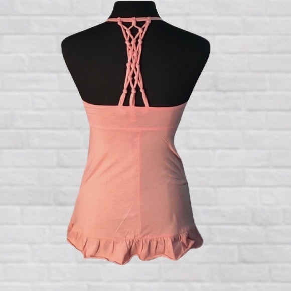Decree Small Peach Pink Floral Knot Racer Back Halter - Picture 3 of 5